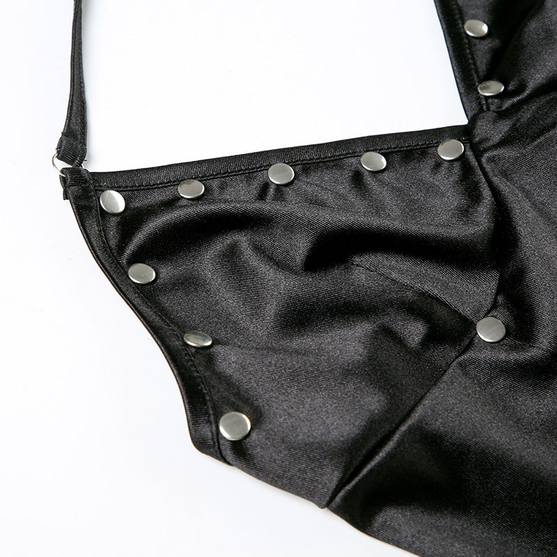 Punk Rivet Cut - Out Halter Corset