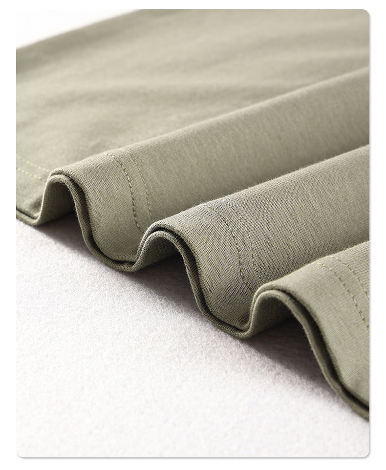 230G Double-Yarn Cotton Antimicrobial Solid Loose-Fit T-Shirt