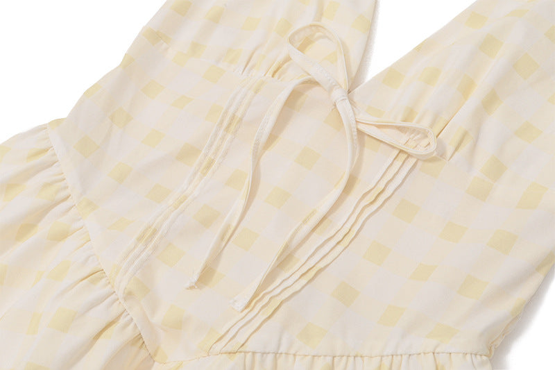 Sweet - Style V - Neck Checkered Dress