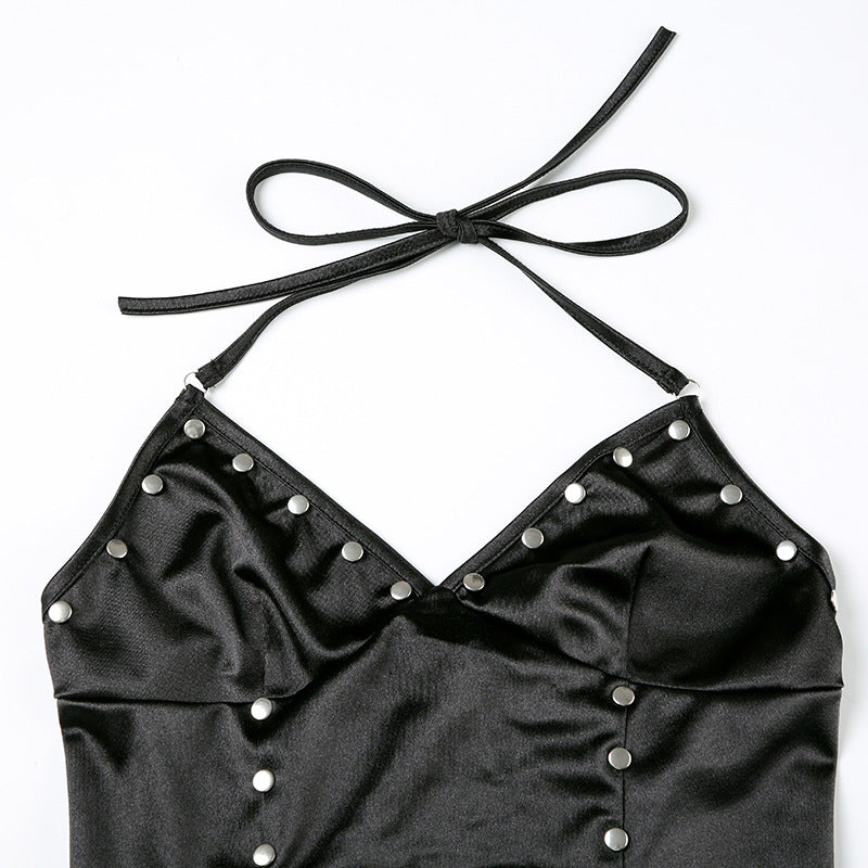 Punk Rivet Cut - Out Halter Corset