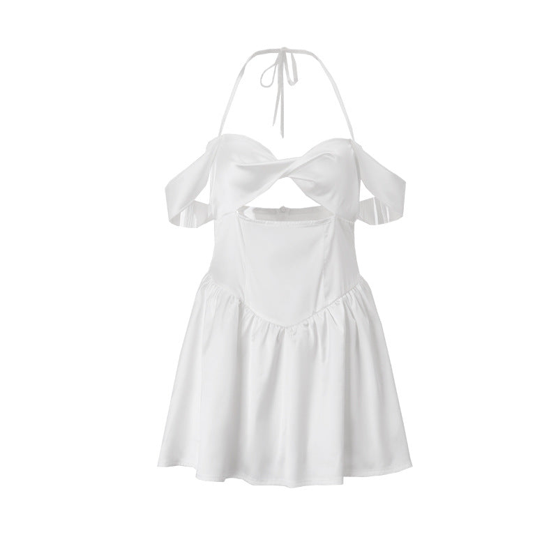 Sweet Twist Off - Shoulder Mini Dress