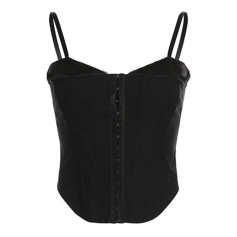 Dark - Style Satin - Spliced Halter Corset