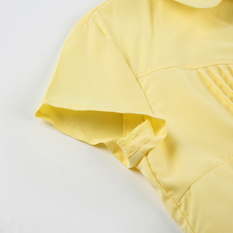 Elegant Collared Ruched White Blouse