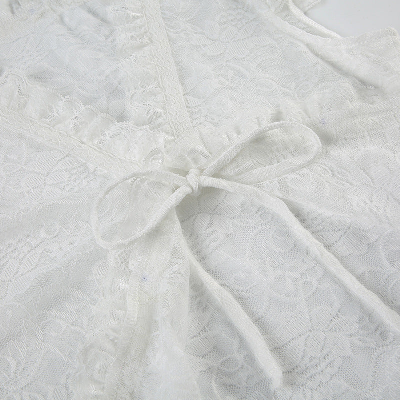 Vintage Sheer Lace Tie - Up Shrug