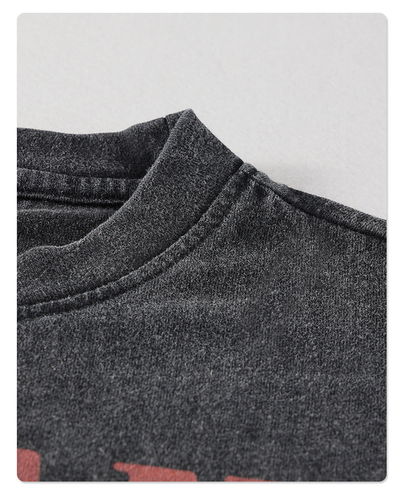 Washed and Distressed Rock Band Print Vintage Short Sleeve T-Shirt