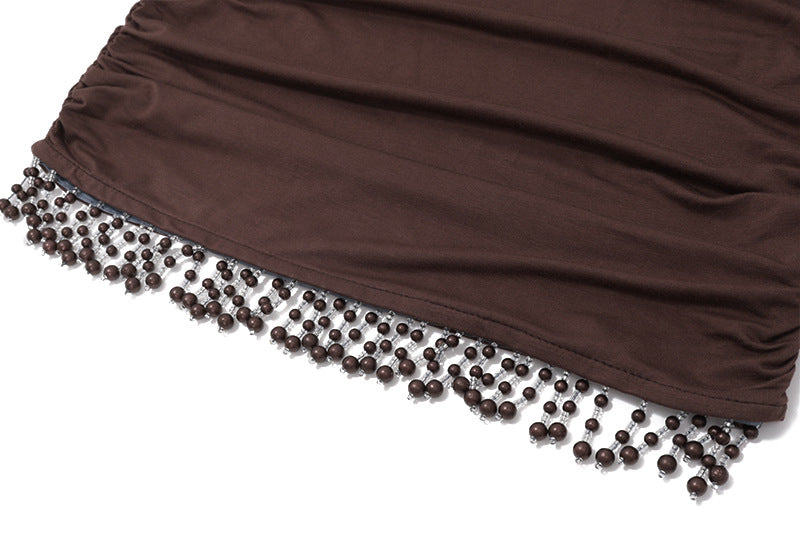 Halter Neck Rhinestone Fringe Bodycon Dress