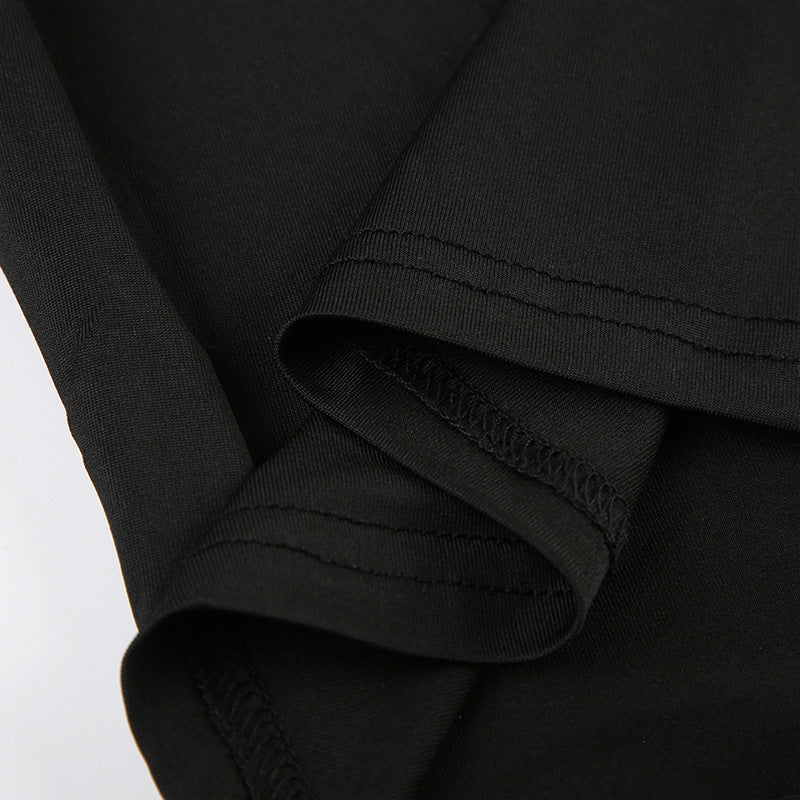 Personalized - Cut Off - Shoulder Hollow - Out Long - Sleeve Crop Top