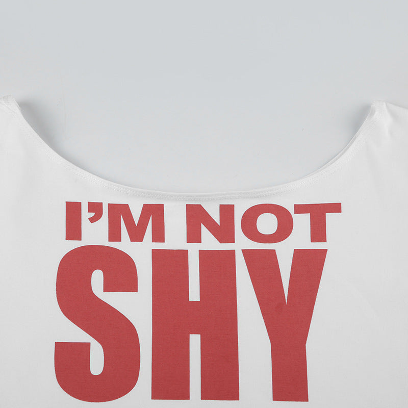 Personalized Letter - Slogan Off - Shoulder Crop Top