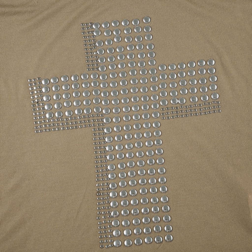 Rivet Cross Asymmetric V - Neck T - Shirt