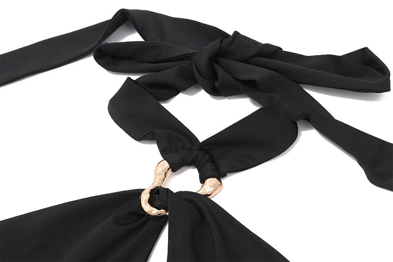 Sexy Open - Back Black Evening Gown