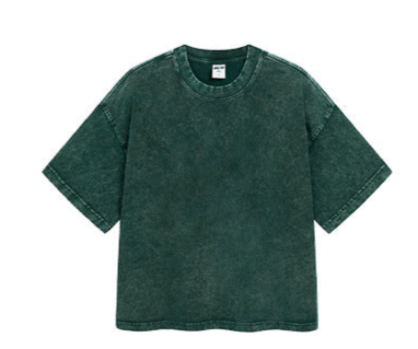 Loose-Fit Cropped Snow-Wash Distressed Essential T-Shirt