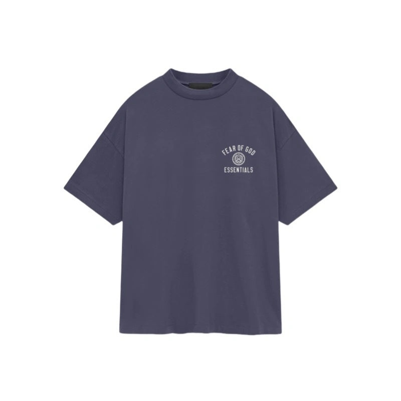 Simple Mock Neck Loose Printed Short - Sleeve T - Shirt