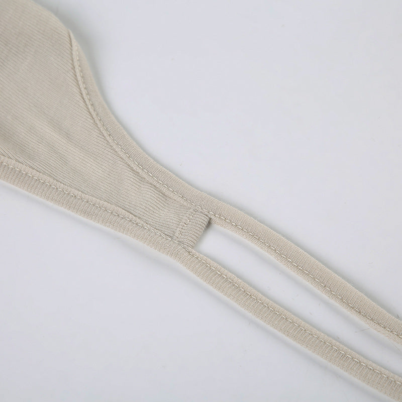 Functional - Style Strappy Cut - Out Long - Sleeve Top