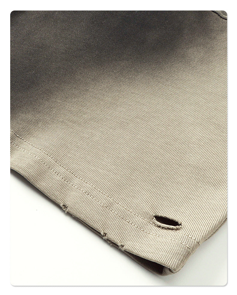 Spray-Dyed Distressed Vintage Washed Ripped T-Shirt