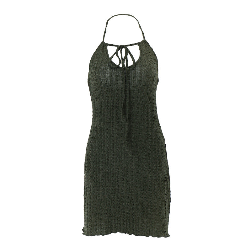 Slouchy Cutout Halter Knit Dress