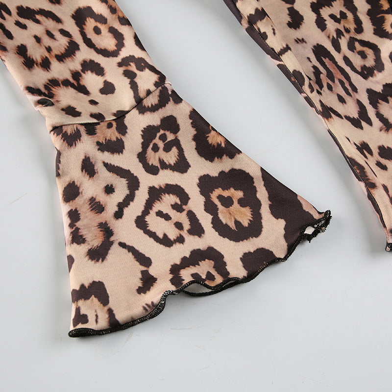 Leopard Print Lace - Trimmed Crop Top