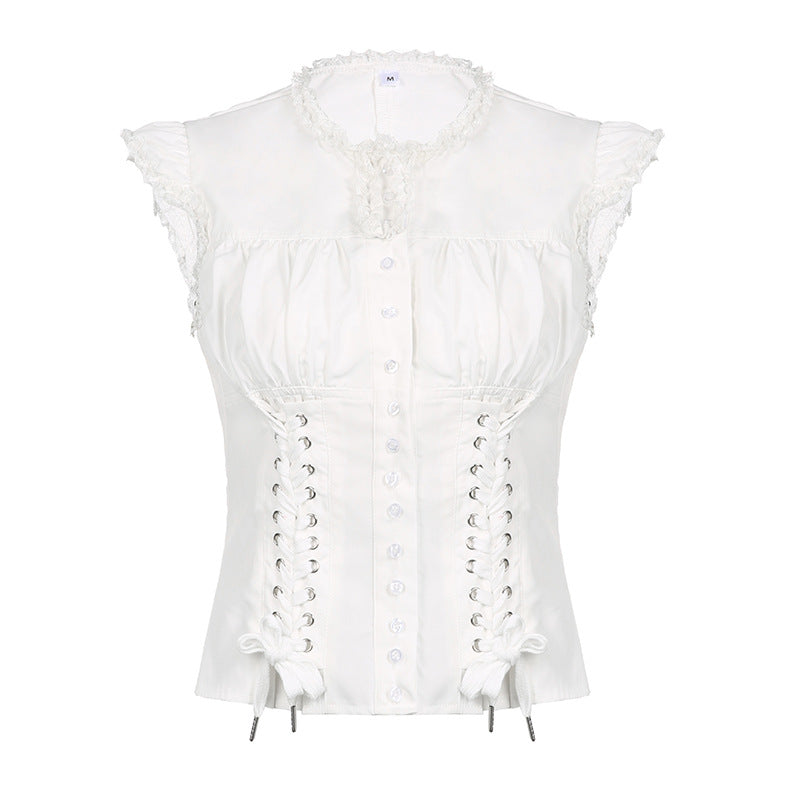 French Court - style Lace - Spliced Lace - Up Corset Top