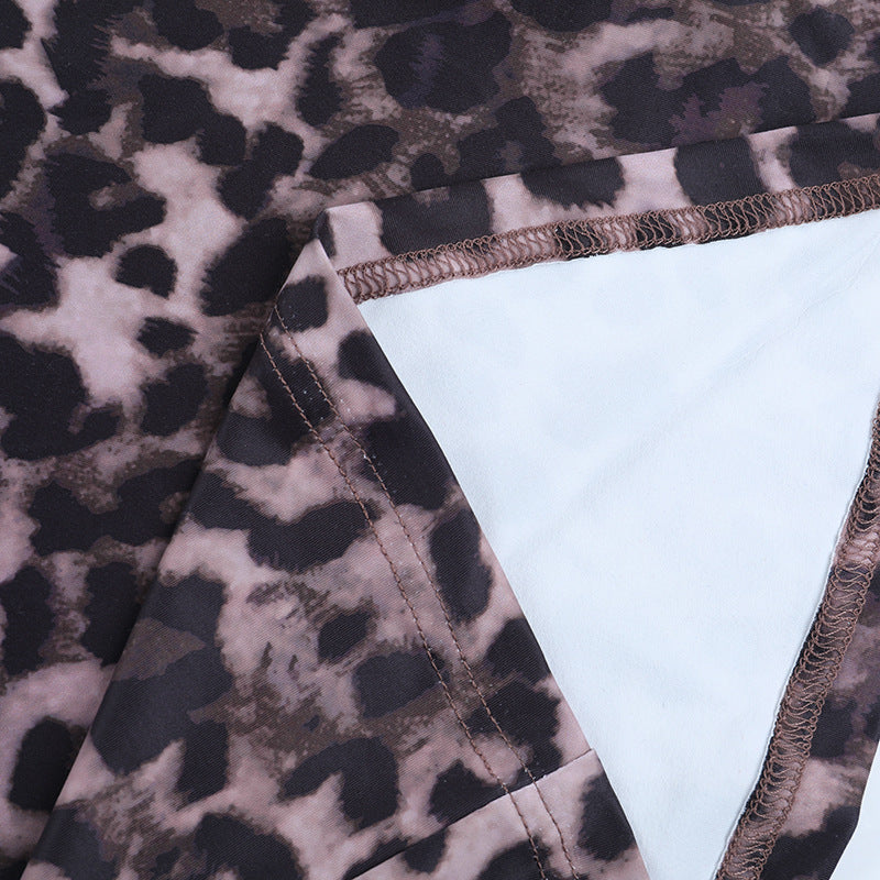 Leopard Print Ruffle Strap Maxi Dress