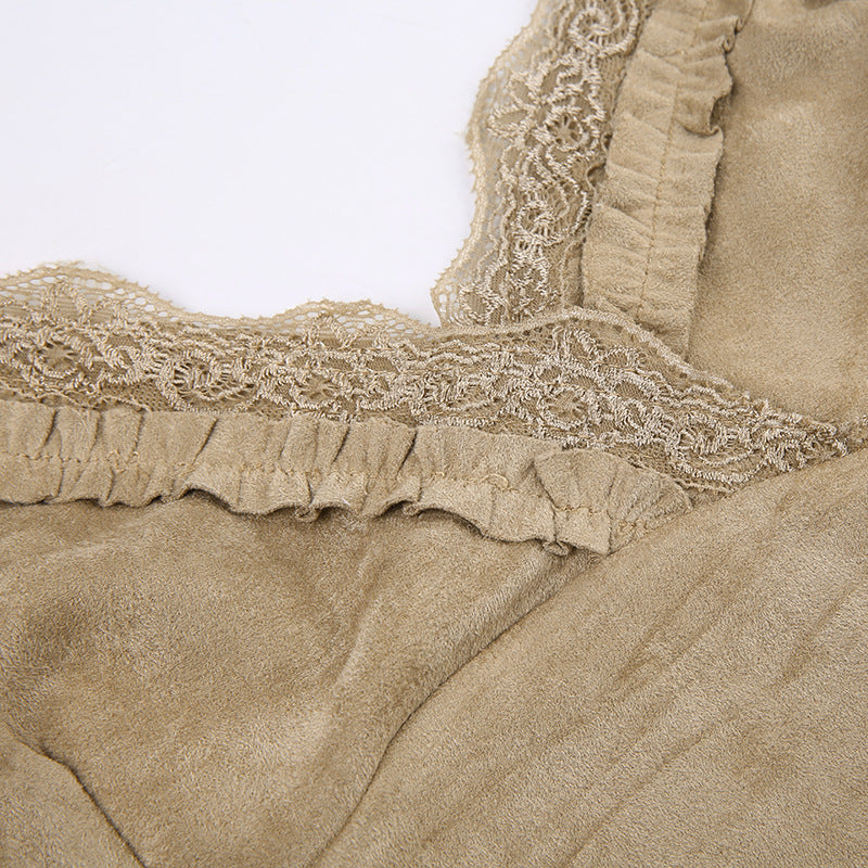 Vintage Lace Cross V - Neck Halter Corset