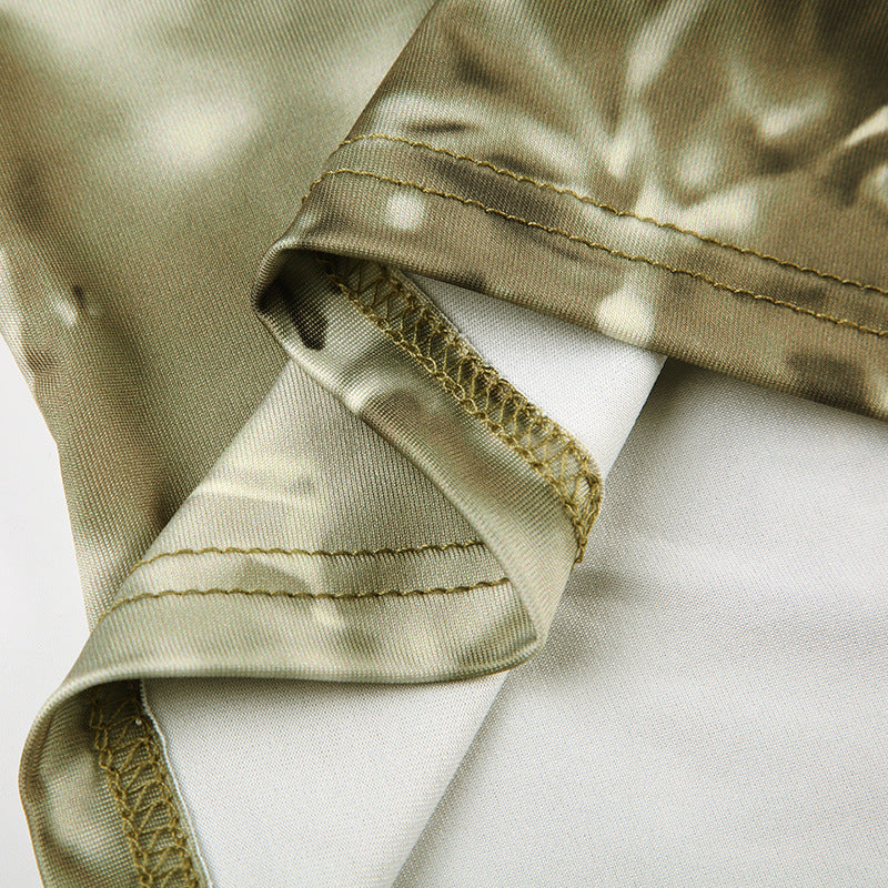 Spice Girl Tie - Dye Halter Deep - V Crop Top