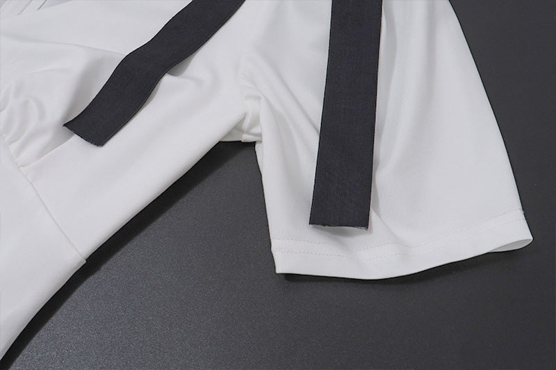 French Elegant Contrast - Bow Dress