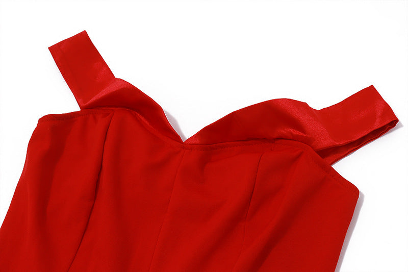 Evening - Style Satin Bandeau Flare Dress