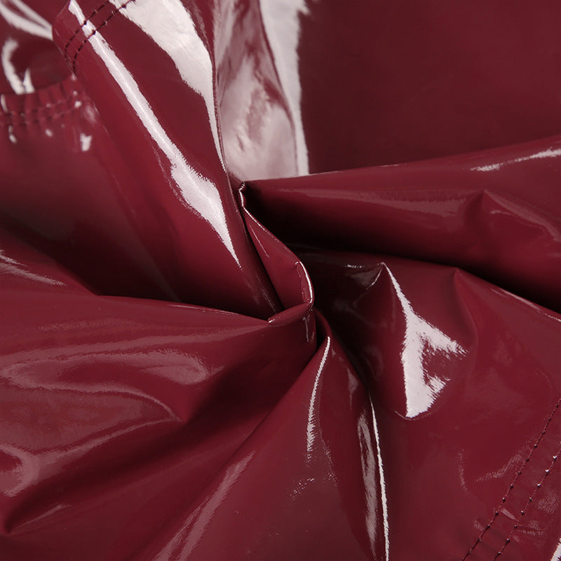 Sexy Patent Leather Metal - Buckle Halter Spice Top