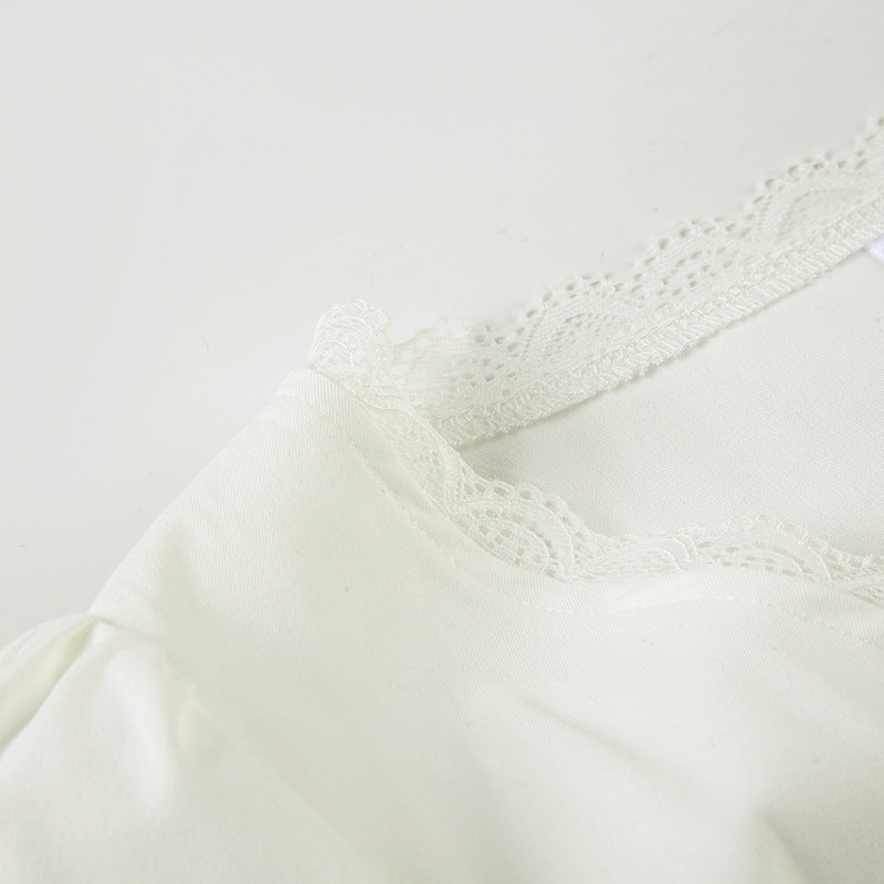 Elegant French V-Neck Lace Top