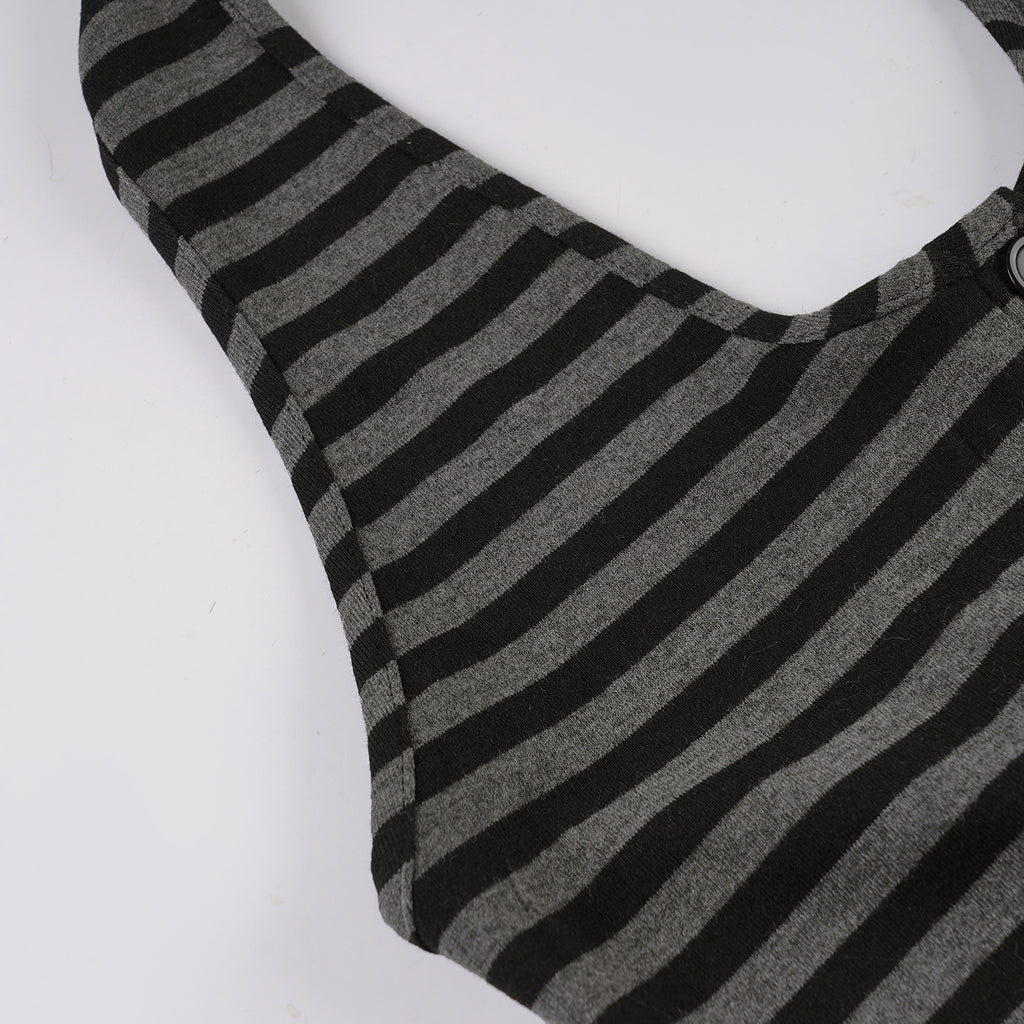 Vintage Striped Halter Deep - V Crop Top