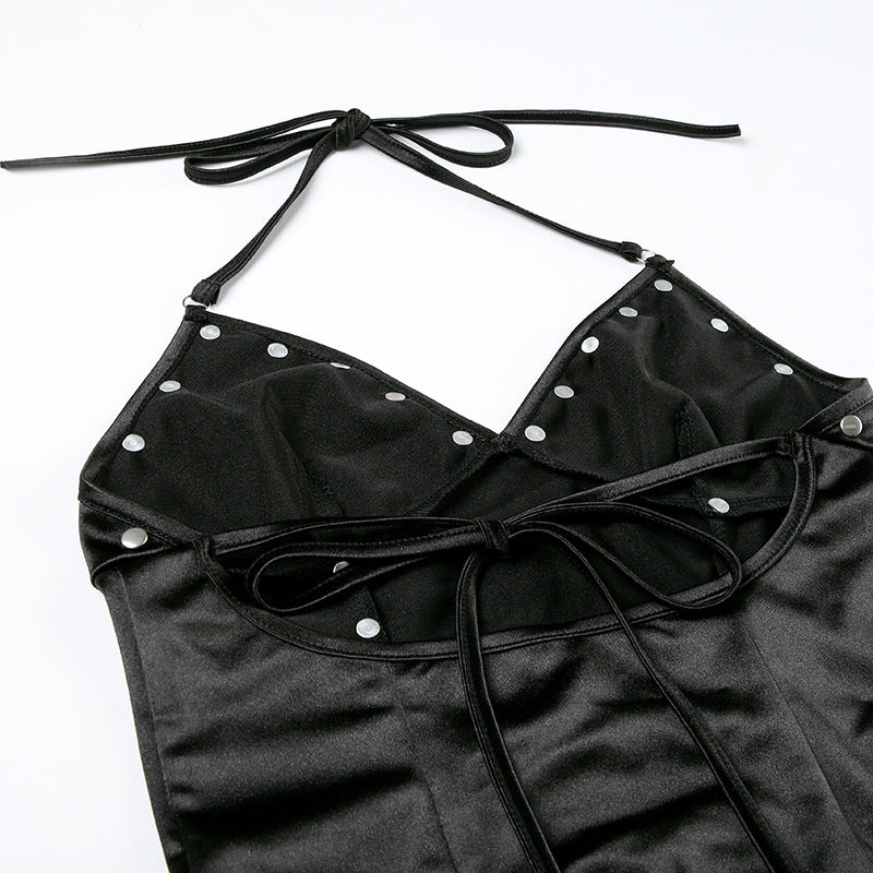 Punk Rivet Cut - Out Halter Corset
