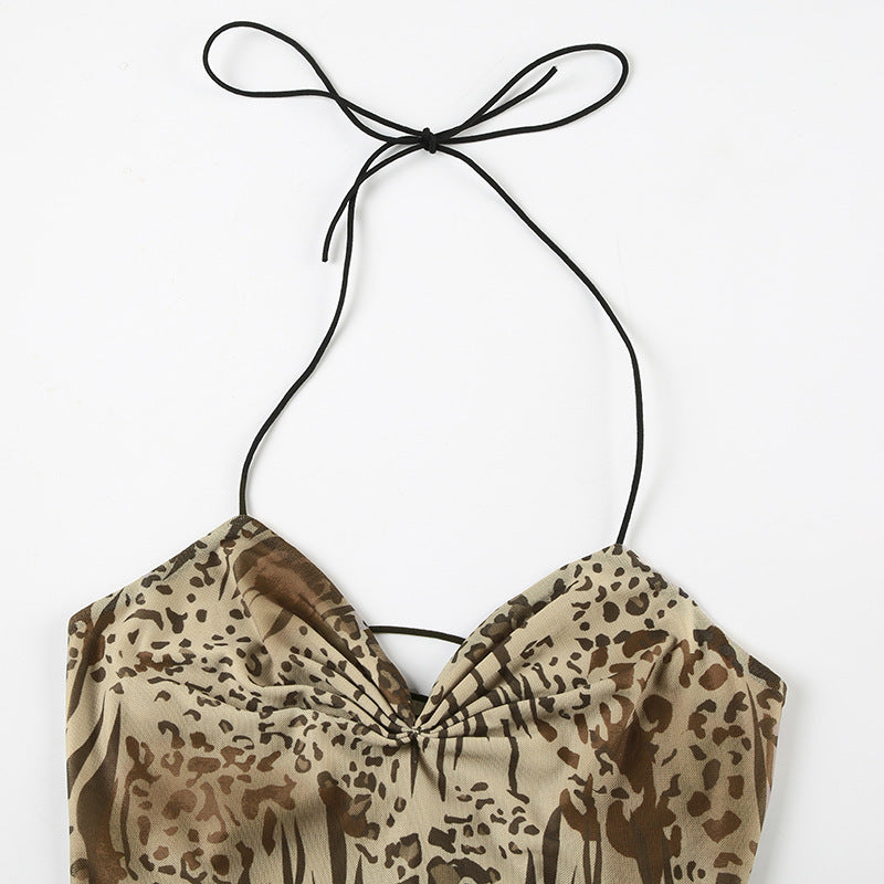 Spice Girl Leopard - Print Triangle - Cut Camisole