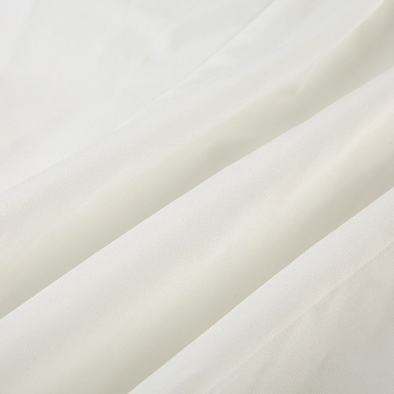 Ruffled Mock Neck Puff - Sleeve Blouse