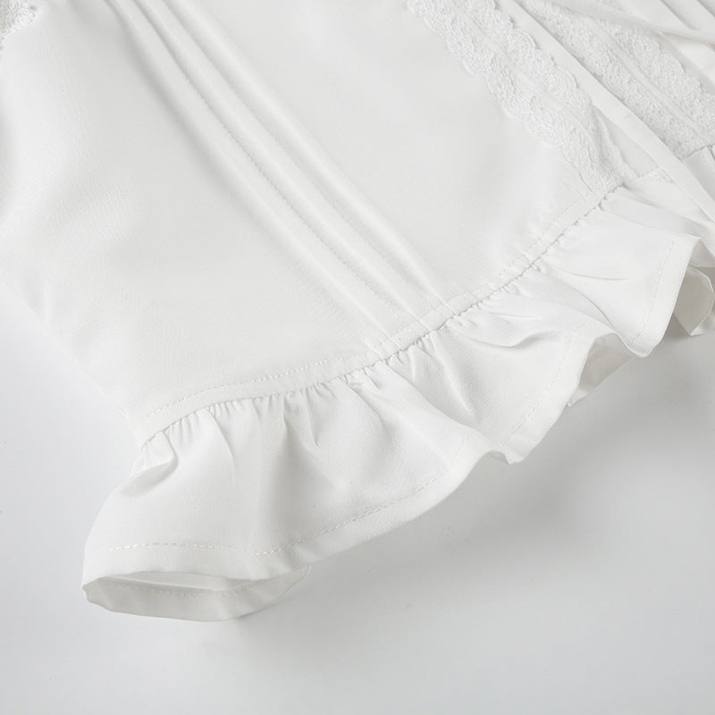 French Romantic Lace V - Neck Blouse