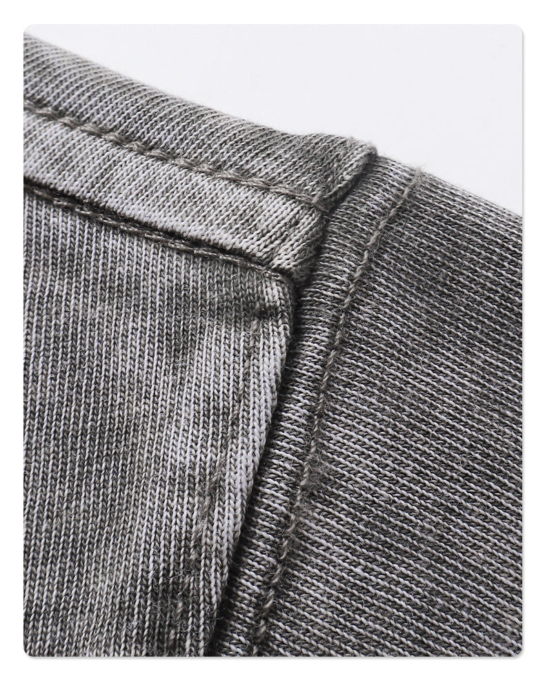 Loose-Fit Cropped Snow-Wash Distressed Essential T-Shirt