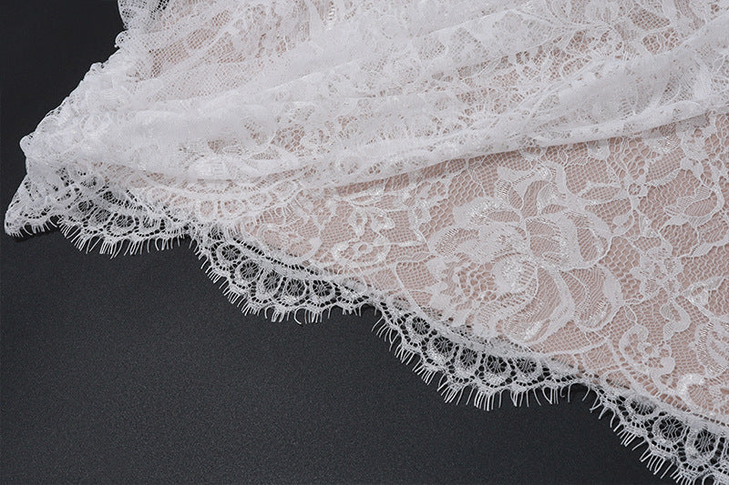 Lace Bandeau Asymmetric Mini Dress