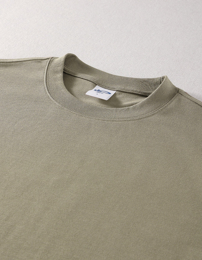 305G Earth-Tone Cotton Loose-Fit Essential T-Shirt