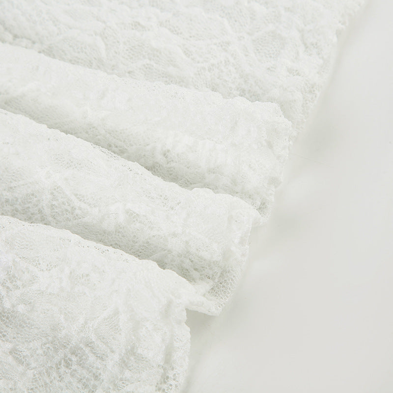 Sweet Lace Halter Off - Shoulder Crop Top