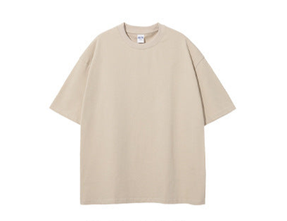 275g Earth-Tone Loose-Fit Solid Cotton T-Shirt