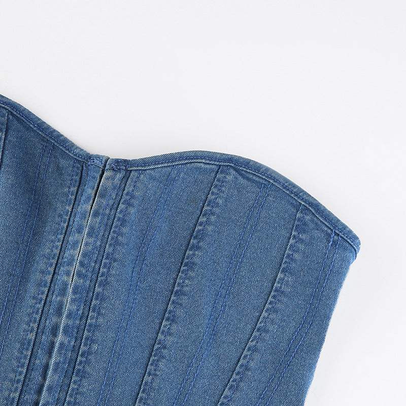 Vintage Denim Bandeau Corset