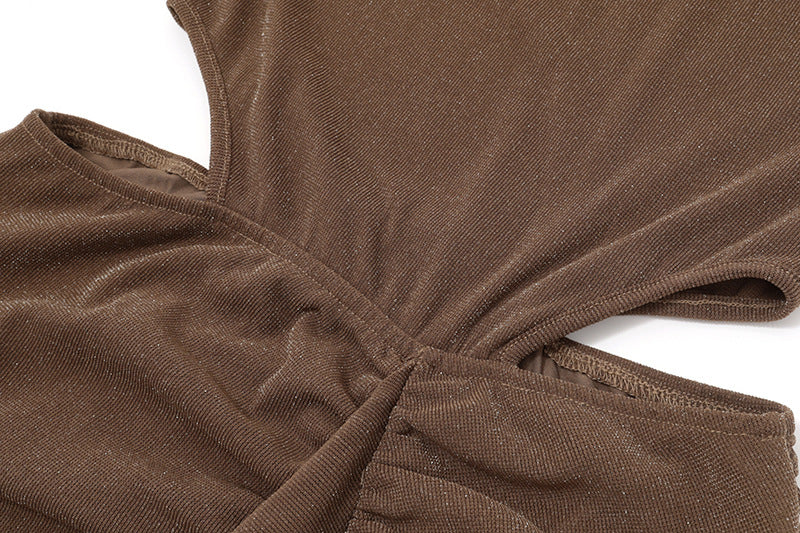 One - Shoulder Waist - Cutout Drape Dress