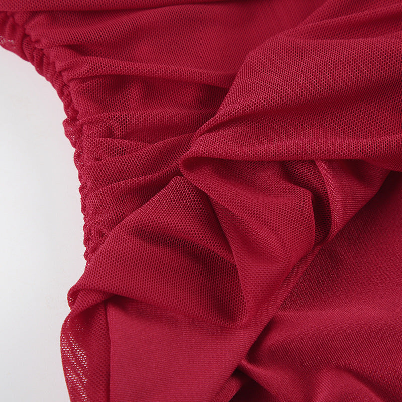 Sexy Ribbon Halter One - Shoulder Top