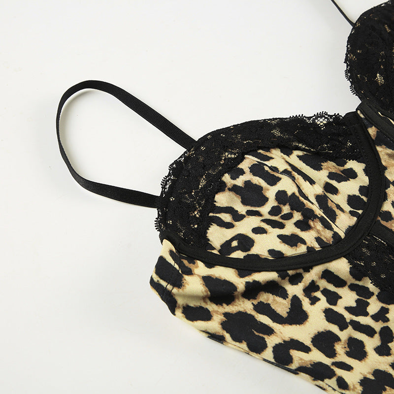 Spice Girl Leopard - Print Lace - Spliced Corset