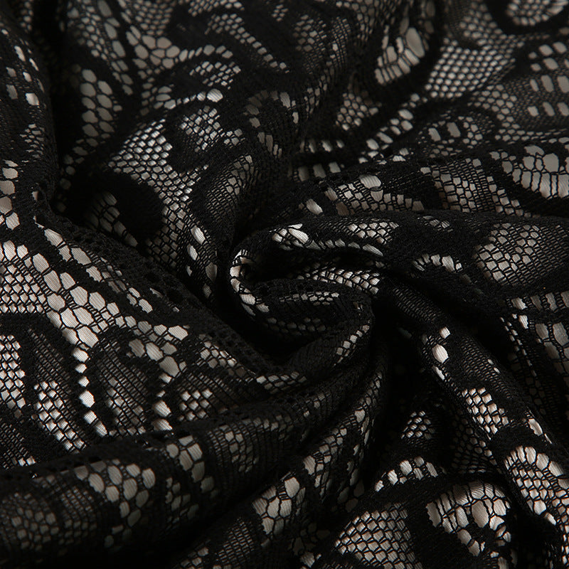 Sexy Lace Color - Block Strappy Flare - Sleeve Top