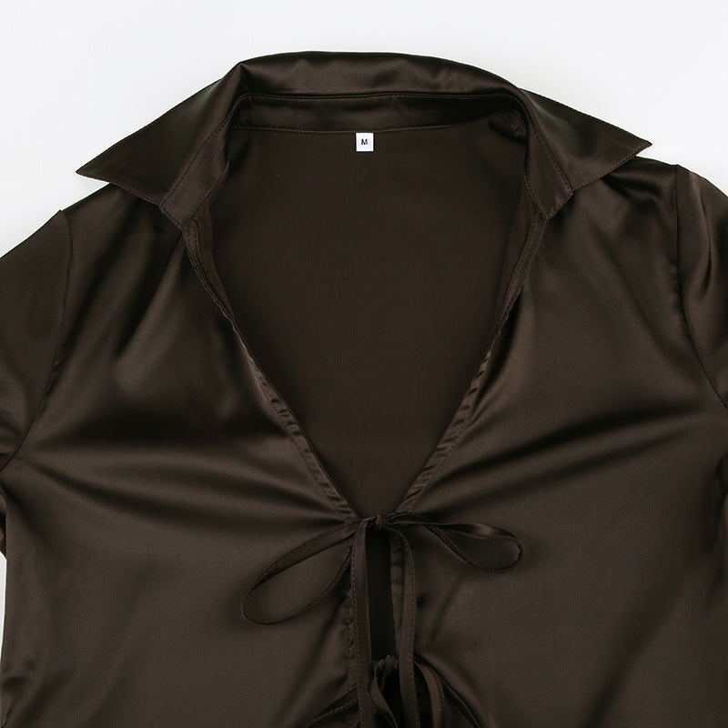 ultry Twist - Knot Satin Crop Top