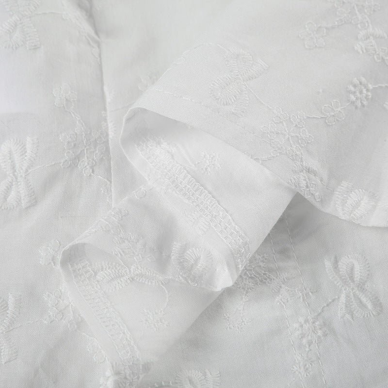 Vintage French Lace - Up Embroidered Blouse