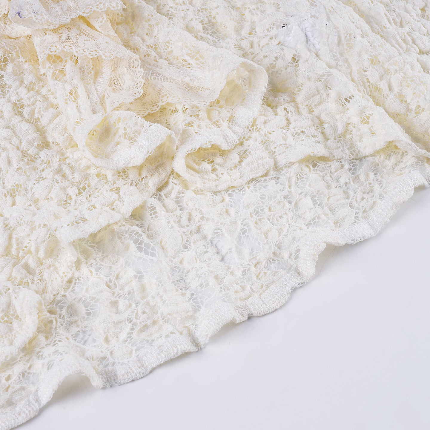 Lace Ruffled V - Neck Crop Cardigan