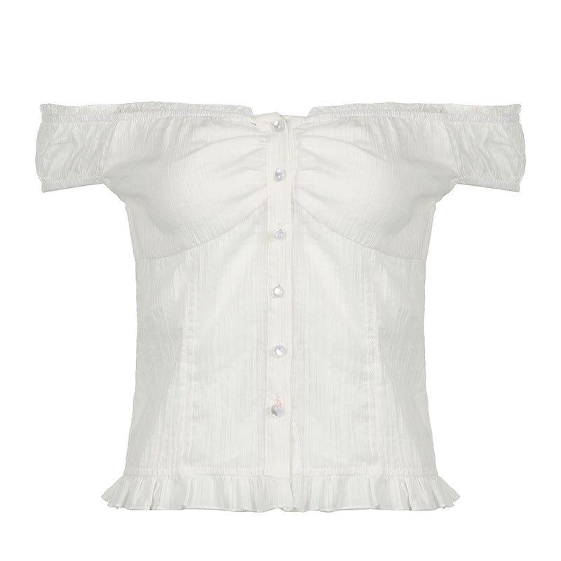 Off - Shoulder Ruffled Corset Top