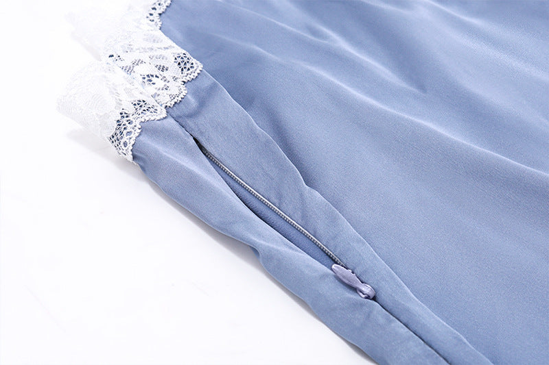 French Elegant Satin Lace Dress