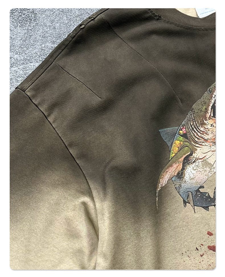 Streetwear Dark Gothic Shark Graphic Printed T-Shirt