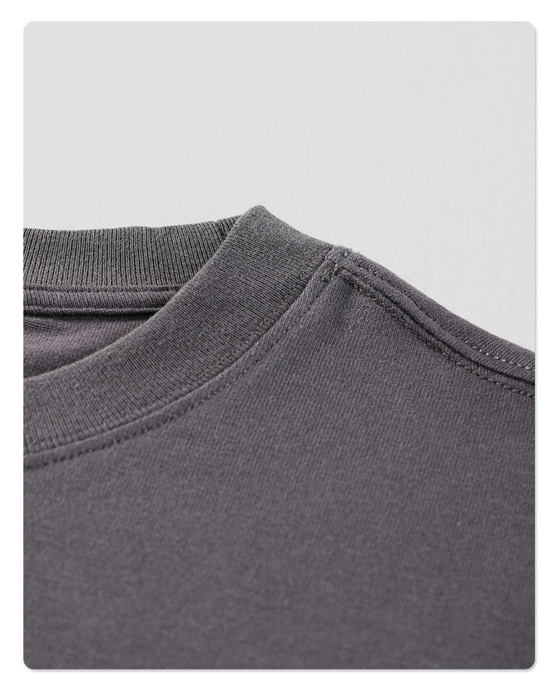 275g Earth-Tone Loose-Fit Solid Cotton T-Shirt